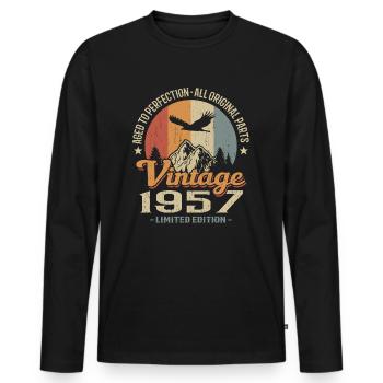 Vintage retro 1957 - T-shirt manches longues Premium bio Homme - noir - Devant - Nico (187cm)