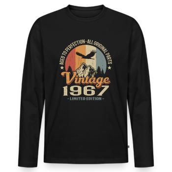Vintage retro 1967 - T-shirt manches longues Premium bio Homme - noir - Devant - Nico (187cm)