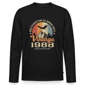 Vintage Retro Jahrgang 1988 Original - Männer Premium Bio Langarmshirt - Schwarz - Vorne - Nico (187cm)
