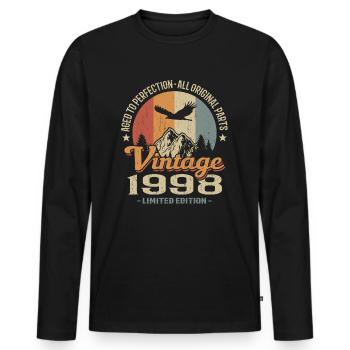 Vintage retro 1998 - T-shirt manches longues Premium bio Homme - noir - Devant - Nico (187cm)