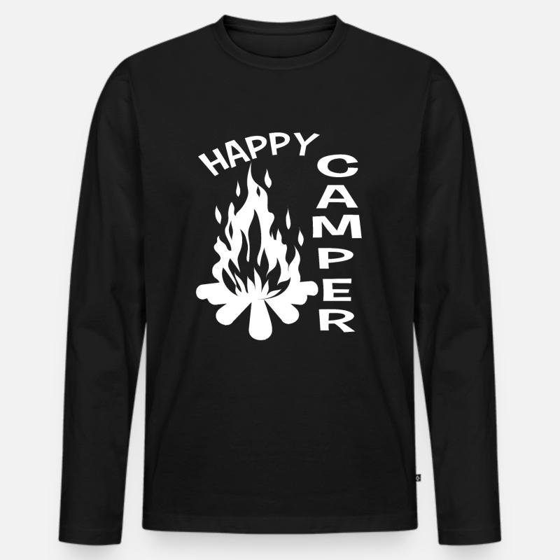 Glücklicher Camper - Männer Premium Bio Langarmshirt - Schwarz