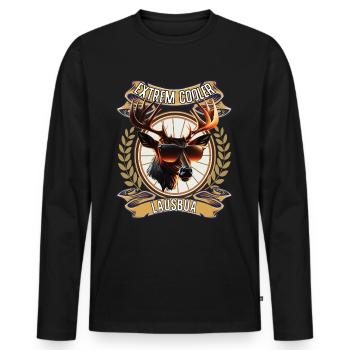 Lausbua Bayern Tirol ersatz Tracht Lederhosen - Männer Premium Bio Langarmshirt - Schwarz - Vorne - Nico (187cm)