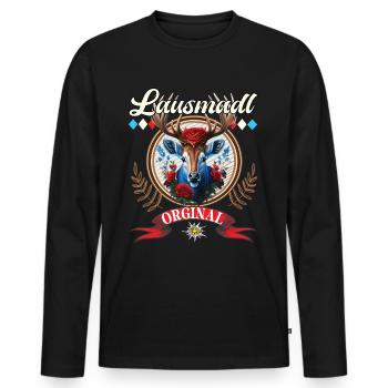 Lausmadl Dirndel ersatz Kostüm Bayrisch Spruch - Männer Premium Bio Langarmshirt - Schwarz - Vorne - Nico (187cm)