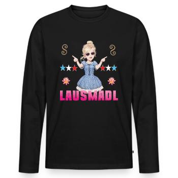 Lausmadl Dirndel Ersatz Kostüm Bayrisch Spruch - Männer Premium Bio Langarmshirt - Schwarz - Vorne - Nico (187cm)