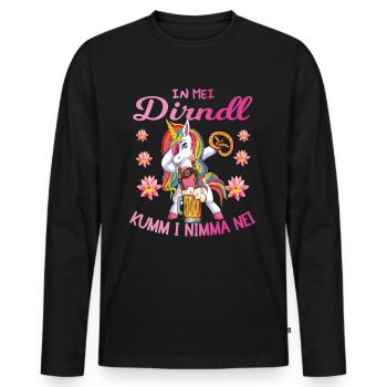Licorne en Mei Dirndl Lausmadl Costumes traditionnels pour femmes - T-shirt manches longues Premium bio Homme - noir - Devant - Nico (187cm)