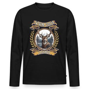 Bavaria Deer Deer Lausbua Pantalon en cuir de remplacement pour enfants - T-shirt manches longues Premium bio Homme - noir - Devant - Nico (187cm)