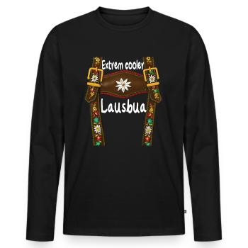Lausbua Lausmadl Men's Lederhosen Replacement Lederhosen - Men's Premium Organic Long Sleeve Shirt - black - Front - Nico (187cm)