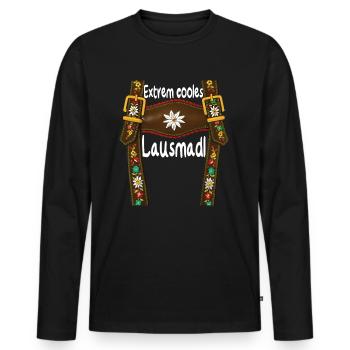 Lausbua Lausmadl Men's Lederhosen Replacement Lederhosen - Men's Premium Organic Long Sleeve Shirt - black - Front - Nico (187cm)