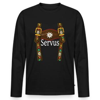 Lausbua Lausmadl Men's Lederhosen Replacement Lederhosen - Men's Premium Organic Long Sleeve Shirt - black - Front - Nico (187cm)