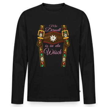 Lausbua Lausmadl Men's Lederhosen Replacement Lederhosen - Men's Premium Organic Long Sleeve Shirt - black - Front - Nico (187cm)
