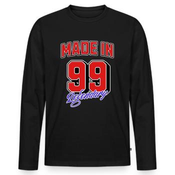 Made in 99 – Legendary Geburtstag Jahrgangsdesign - Männer Premium Bio Langarmshirt - Schwarz - Vorne - Nico (187cm)