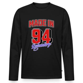 Made in 94 – Design vintage d’anniversaire légendaire - T-shirt manches longues Premium bio Homme - noir - Devant - Nico (187cm)