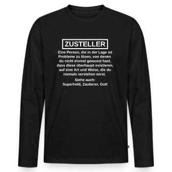 Zusteller lustige Sprüche Geschenk - Männer Premium Bio Langarmshirt - Schwarz - Vorne - Nico (187cm)
