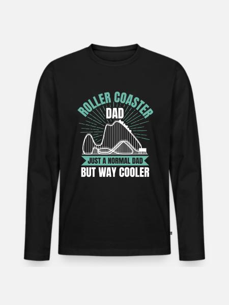 Parc d’attractions Roller Coaster Papa - T-shirt manches longues Premium bio Homme - noir