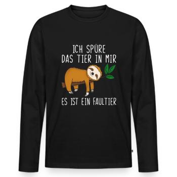 Ich spüre das Tier in mir es ist ein Faultier - Männer Premium Bio Langarmshirt - Schwarz - Vorne - Nico (187cm)
