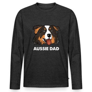 Aussie Dad Australian Shepherd Papa - Männer Premium Bio Langarmshirt - Anthrazit meliert - Vorne - Nico (187cm)