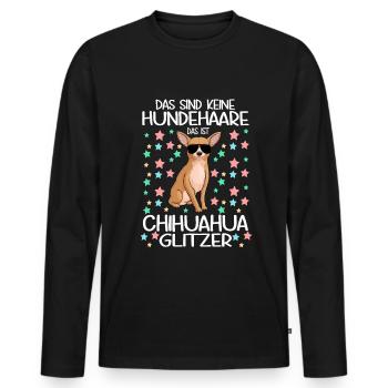 Das sind keine Hundehaare Chihuahua Glitzer - Männer Premium Bio Langarmshirt - Schwarz - Vorne - Nico (187cm)