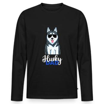 Husky Papa Siberian Husky Dad - Männer Premium Bio Langarmshirt - Schwarz - Vorne - Nico (187cm)