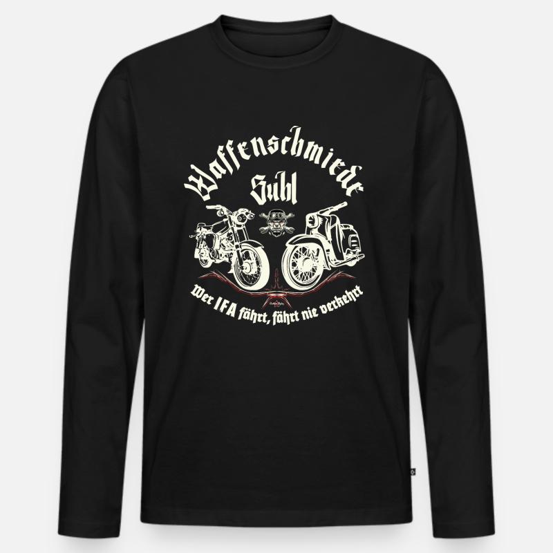 Waffenschmiede Suhl - Simson S51 - Schwalbe KR51 - Männer Premium Bio Langarmshirt - Schwarz