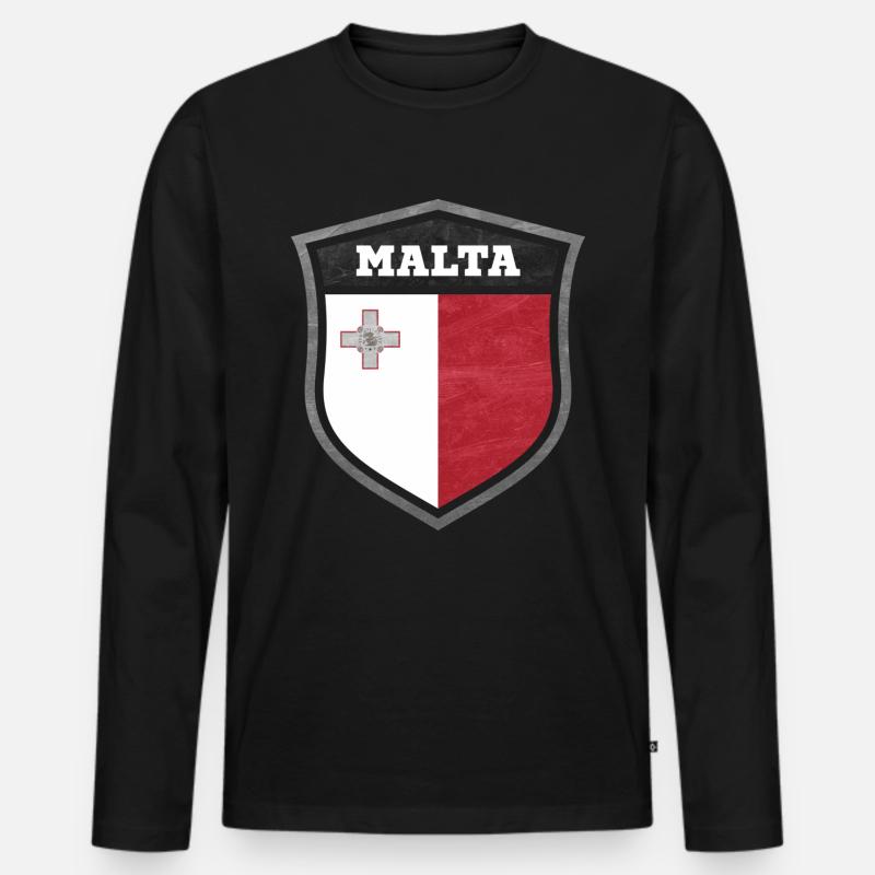 Malta Schild Logo Emblem - Männer Premium Bio Langarmshirt - Schwarz