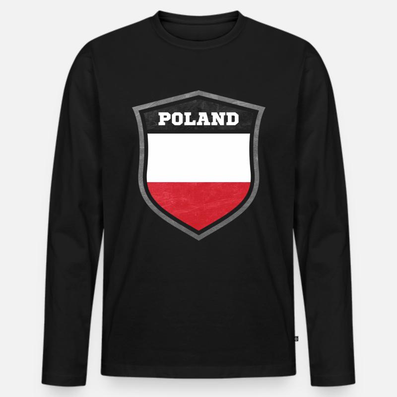 Polen - Männer Premium Bio Langarmshirt - Schwarz