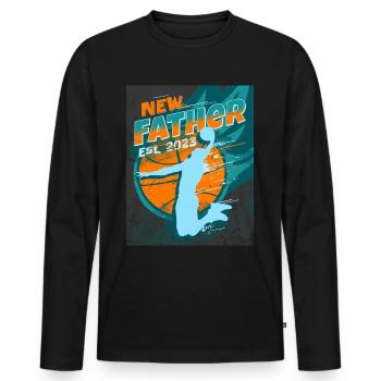 Futur Père Basketball Papa 2023 Nouveau Père - T-shirt manches longues Premium bio Homme - noir - Devant - Nico (187cm)