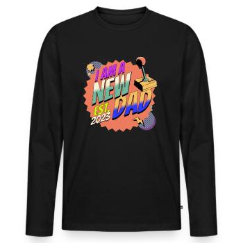 Werdender Vater Papa 2023 New Father Gamer - Männer Premium Bio Langarmshirt - Schwarz - Vorne - Nico (187cm)