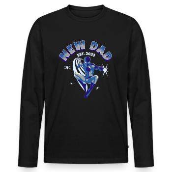 Dessin animé Expectant Daddy Super Dad - T-shirt manches longues Premium bio Homme - noir - Devant - Nico (187cm)