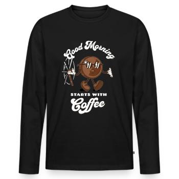 Good morning coffee coffee bean coffee specialty - Men's Premium Organic Long Sleeve Shirt - black - Front - Nico (187cm)