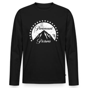Paramount Pictures Logo Blanc De Style Vintage - T-shirt manches longues Premium bio Homme - noir - Devant - Nico (187cm)