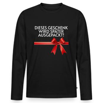 Weihnachten Geschenk rote Schleife Spruch X-Mas - Männer Premium Bio Langarmshirt - Schwarz - Vorne - Nico (187cm)