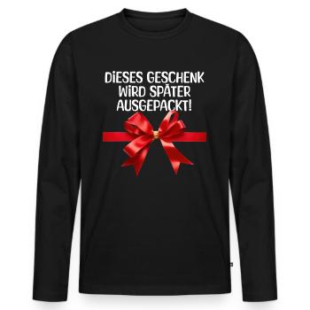 Geschenk auspacken Weihnachten Spruch - Männer Premium Bio Langarmshirt - Schwarz - Vorne - Nico (187cm)