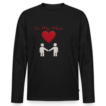 Love Message Silhouette - Men's Premium Organic Long Sleeve Shirt - black - Front - Nico (187cm)