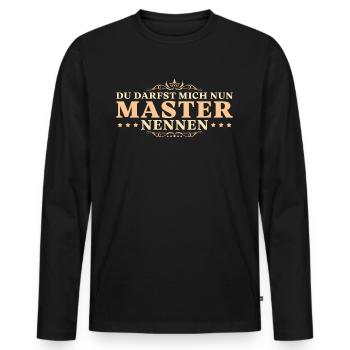 Master Abschluss Mastertitel Bestandenes Studium - Männer Premium Bio Langarmshirt - Schwarz - Vorne - Nico (187cm)