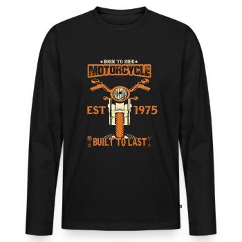 Vintage 1975 born motorcycle biker - Men's Premium Organic Long Sleeve Shirt - black - Front - Nico (187cm)