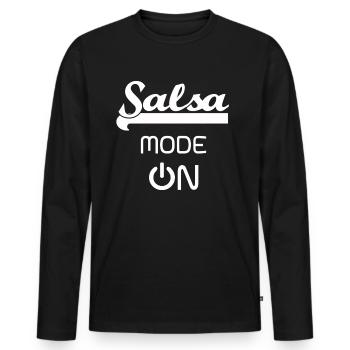Salsa MODE sur blanc - shirt Salsa Dance - T-shirt manches longues Premium bio Homme - noir - Devant - Nico (187cm)