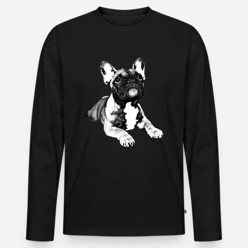 french bulldog puppy - Männer Premium Bio Langarmshirt - Schwarz