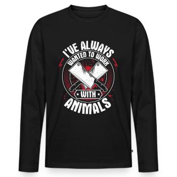 Fleischer Metzger Schlachter Metzgerei Fleischerei - Männer Premium Bio Langarmshirt - Schwarz - Vorne - Nico (187cm)