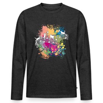 Cats and musical notes color blots - Men's Premium Organic Long Sleeve Shirt - heather anthracite - Front - Nico (187cm)