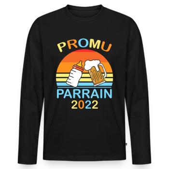 Promoted to Sponsor 2022 - Men's Premium Organic Long Sleeve Shirt - black - Front - Nico (187cm)