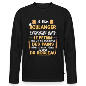 Bäcker Humor ife Geschenk Bäckerei Mann - Männer Premium Bio Langarmshirt - Schwarz - Vorne - Nico (187cm)