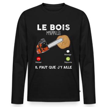 La Tronçonneuse M'appelle Humour Homme - T-shirt manches longues Premium bio Homme - noir - Devant - Nico (187cm)