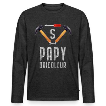 Bricolage Super Papy Bricoleur - T-shirt manches longues Premium bio Homme - anthracite chiné - Devant - Nico (187cm)