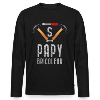 Bricolage Super Papy Bricoleur - T-shirt manches longues Premium bio Homme - noir - Devant - Nico (187cm)