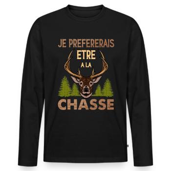 Chasse Citation Pour Homme Chasseur Papa Papy - T-shirt manches longues Premium bio Homme - noir - Devant - Nico (187cm)