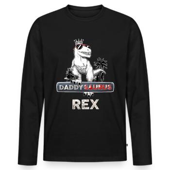 Daddysaurus T rex Onkel Saurus Dinosaurier Männer - Männer Premium Bio Langarmshirt - Schwarz - Vorne - Nico (187cm)