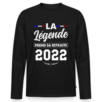 T-shirt legende départ en retraite 2022 - T-shirt manches longues Premium bio Homme - noir - Devant - Nico (187cm)