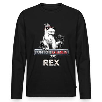 Tontonsaurus Rex Le Meilleur Le King - T-shirt manches longues Premium bio Homme - noir - Devant - Nico (187cm)