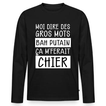 Gros mots humour Cadeau Homme Meilleur Pote Ami - T-shirt manches longues Premium bio Homme - noir - Devant - Nico (187cm)