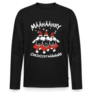 Weihnachtslied Schafe - Männer Premium Bio Langarmshirt - Schwarz - Vorne - Nico (187cm)